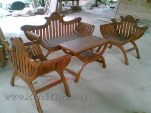 Furniture Kayu Jati Set Kursi Tamu Yuyu Sandaran Lengkung
