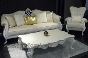 Set Kursi Tamu Sofa Mewah Duco Putih