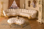 Sofa Bludru Mewah Finishing Emas Mahogani Furniture