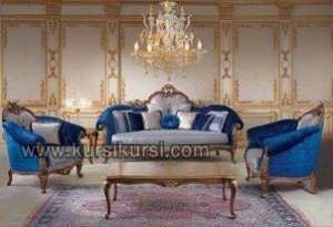 Sofa Mewah Biru Produsen Jepara Furniture Kayu